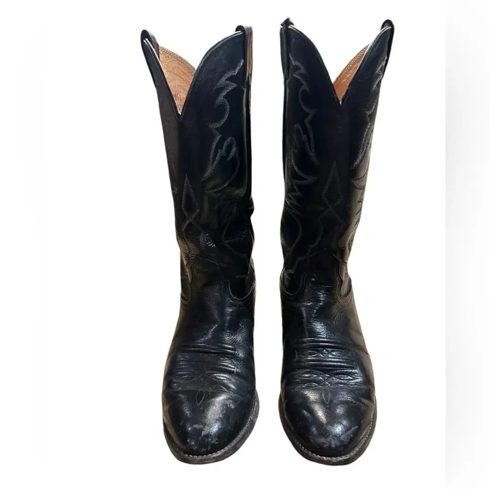 Nocona Boots Black Leather Western Boots Mens Size 8EE